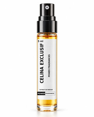 Power Fragrances Celina Exclusif — 5ml tester with bold vertical fragrance name and matching PF label