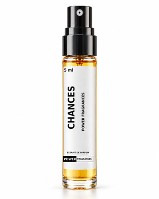 Power Fragrances Chances — 5ml tester with bold vertical fragrance name and matching PF label