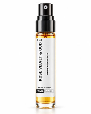 Power Fragrances Rose Velvet & Oud 5ml tester with large bold vertical lettering
